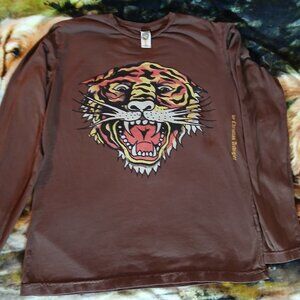 RARE VINTAGE ED HARDY LONG SLEEVE T-SHIRT WITH TIGER A CHRISTIAN AUDIGIER DESIGN